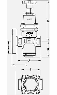 Чертеж Клапан редукционный ADCA PRV25/2S Ду25 Ру25 сильфонный стальной