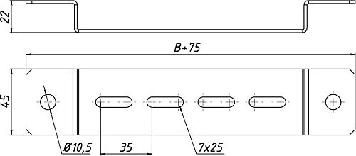 Скоба подвеса EKF H-LINE 150 мм нижняя / стойка настенная, высота - 22 мм, ширина - 45 мм, длина - 225 мм, материал - сталь, толщина стали - 2 мм, покрытие - цинкованние по методу Сендзимира, цвет - светло-серый pn150