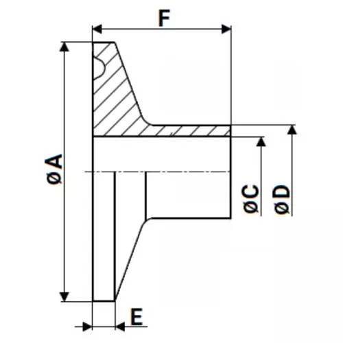 Штуцер CLAMP UC-31-W-34 Ду20 Ру10, корпус - нержавеющая сталь 304, присоединение - под приварку