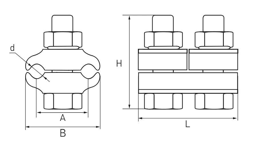 Зажим соединительный EKF ПА-2-2А плашечный, диаметр провода 9,6...11,4 мм, количество болтов 2 pa-2-2a
