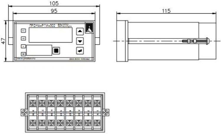 Контроллер температуры ПРОМА RTI-302-3-10 3 реле 30А 250В, 7А 250В, 7А 250В, функции - нагрев,охлаждение,охлаждение с подключением испарителя, IP54