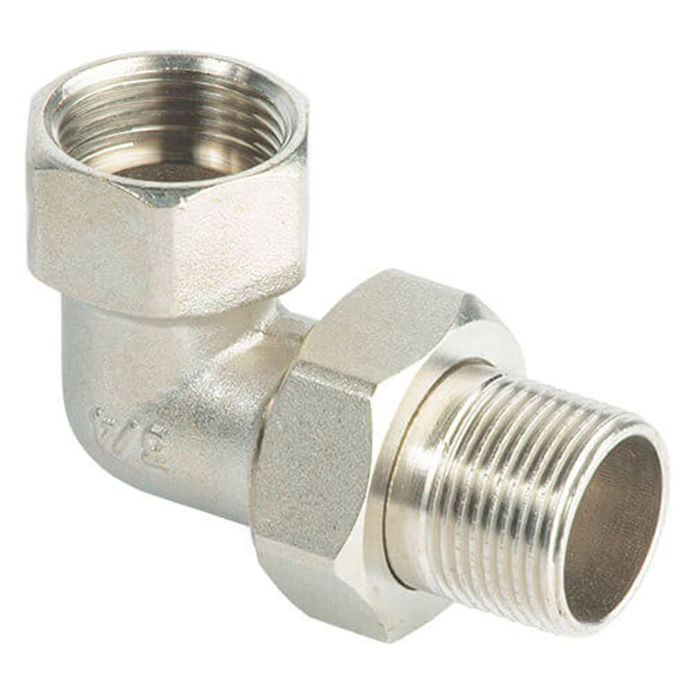 Соединитель ALTSTREAM (TEBO) 1″ Ду25 Ру40, угловой, корпус – никелированная латунь, американка внутренняя/наружная резьба