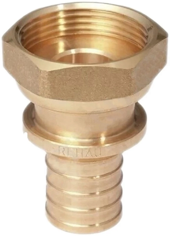 Переходник аксиальный РЕХАУ Rautitan RX+ Дн25хG 3/4″ Ру10 для труб из сшитого полиэтилена с накидной гайкой, корпус- бронза 14563393001