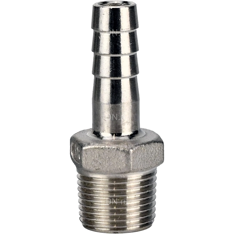 Штуцер елочка BF32-T-1/2-15 1/2″х15мм Ду15 Ру16 шланговый, корпус - нержавеющая сталь AISI 316 (CF8M), присоединение - наружная резьба/штуцер