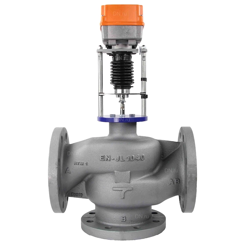 Клапан регулирующий трехходовой TRV-3 Ду15 Ру16 с электроприводом TSL-1600-25-1R-230-IP67 (с функцией реверса)
