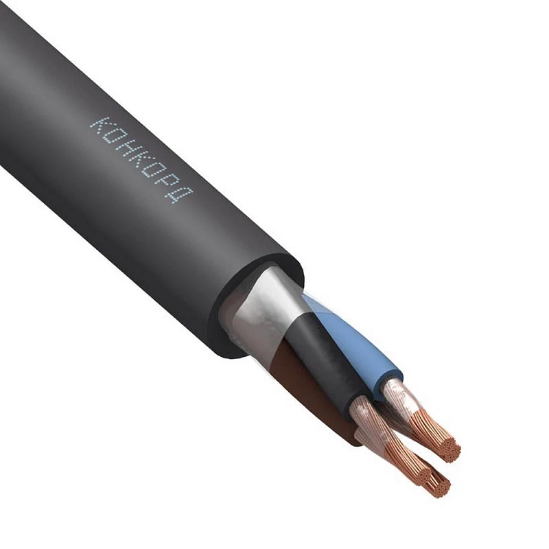 Кабель Конкорд КГ-ХЛ 4х1.5 (N) количество жил - 5, напряжение - 380 В, сечение - 1,5 мм2, материал изоляции - резина, цвет - черный 94